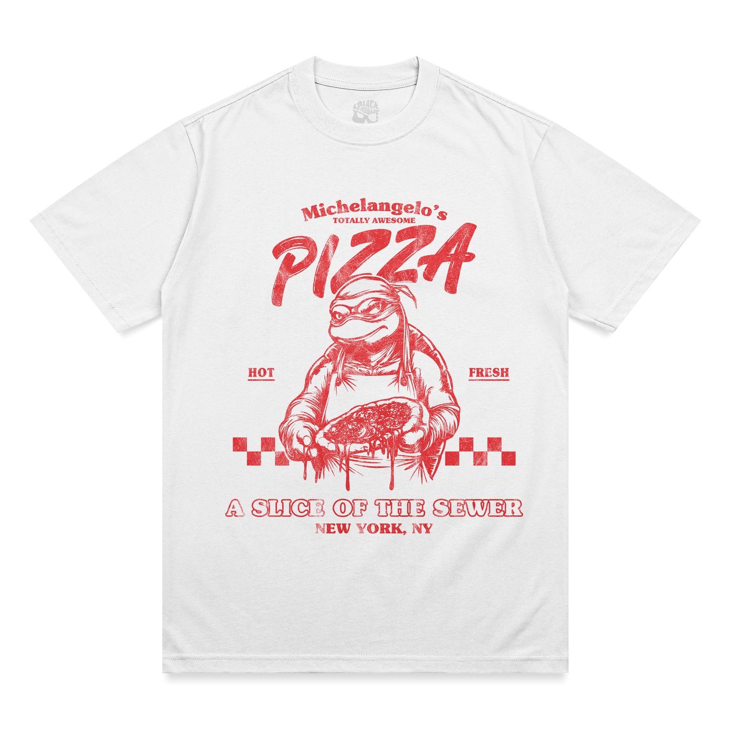 #4 BLACK LEMONADE MICHELANGELO'S PIZZA ADULT SHORT SLEEVE T-SHIRT